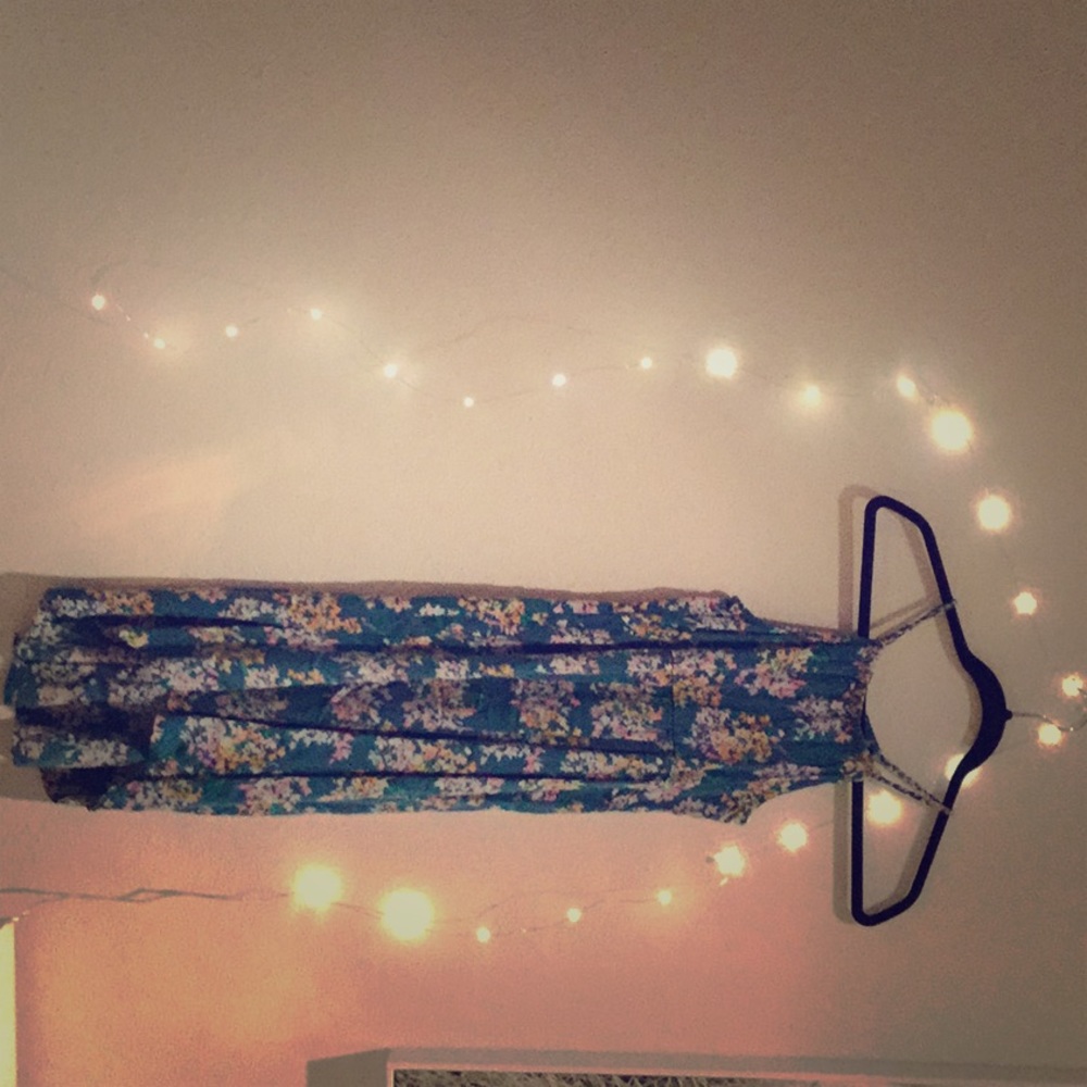 Blue flower print sun dress